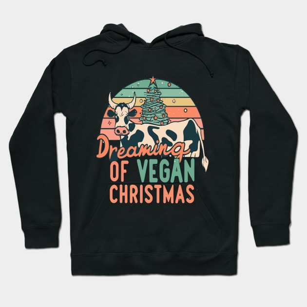 Cute Cow I'm Dreaming of a Vegan Christmas Funny Men Women Hoodie by rhazi mode plagget